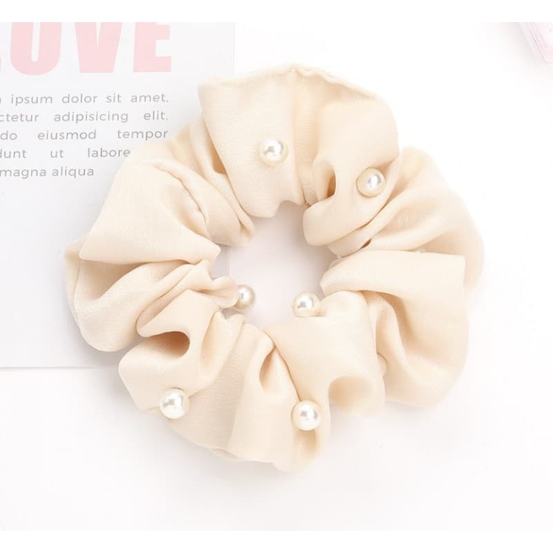 Gumka do włosów frotka perełki krem GUM95K