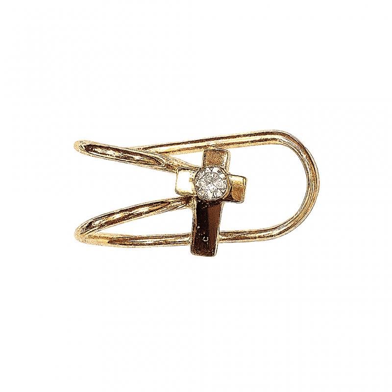 Kolczyki nausznica złoty krzyżyk cyrkonią K691WZ3Z