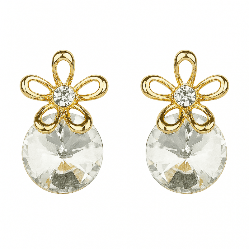 Kolczyki delikatne KWIAT cyrkonia, sztyft K156B