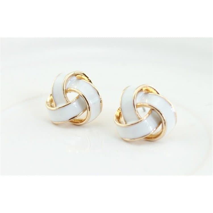 KOLCZYKI ZAWIJASY BIAŁE ZE ZŁOTEM K187