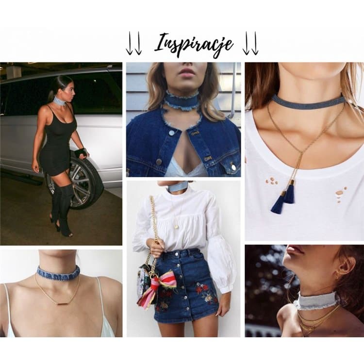 NASZYJNIK DENIM CHOKEJ Z TRÓJKĄTEM - N469