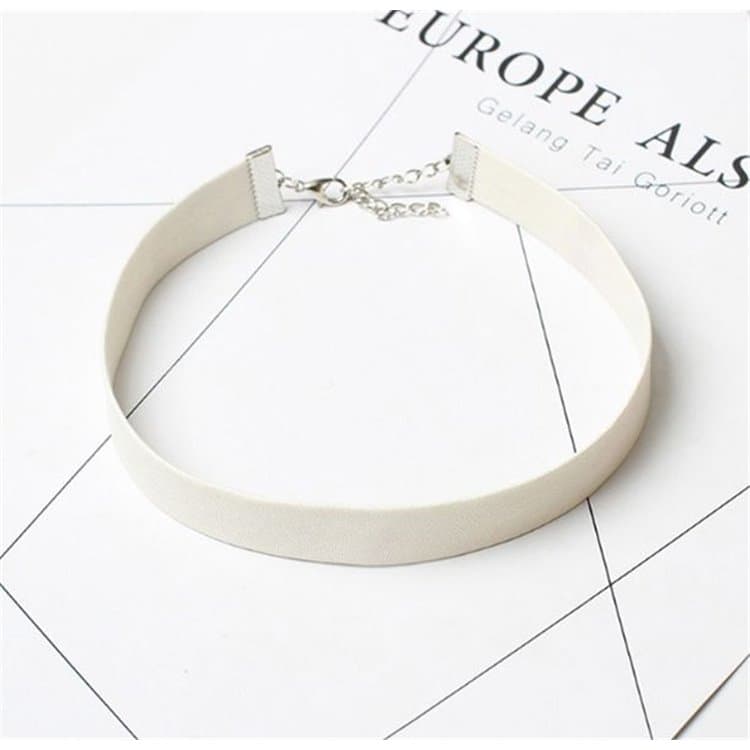 NASZYJNIK CHOKER SKÓRZANY - BIAŁY N480B