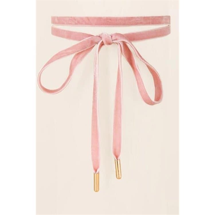 NASZYJNIK CHOKER VELVET - RÓŻOWY N484R