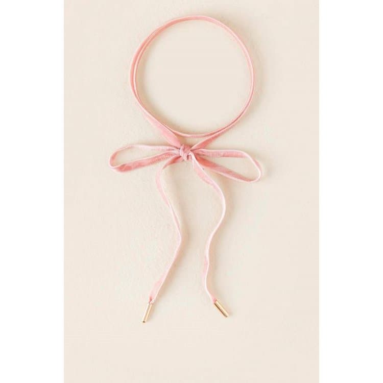 NASZYJNIK CHOKER VELVET - RÓŻOWY N484R