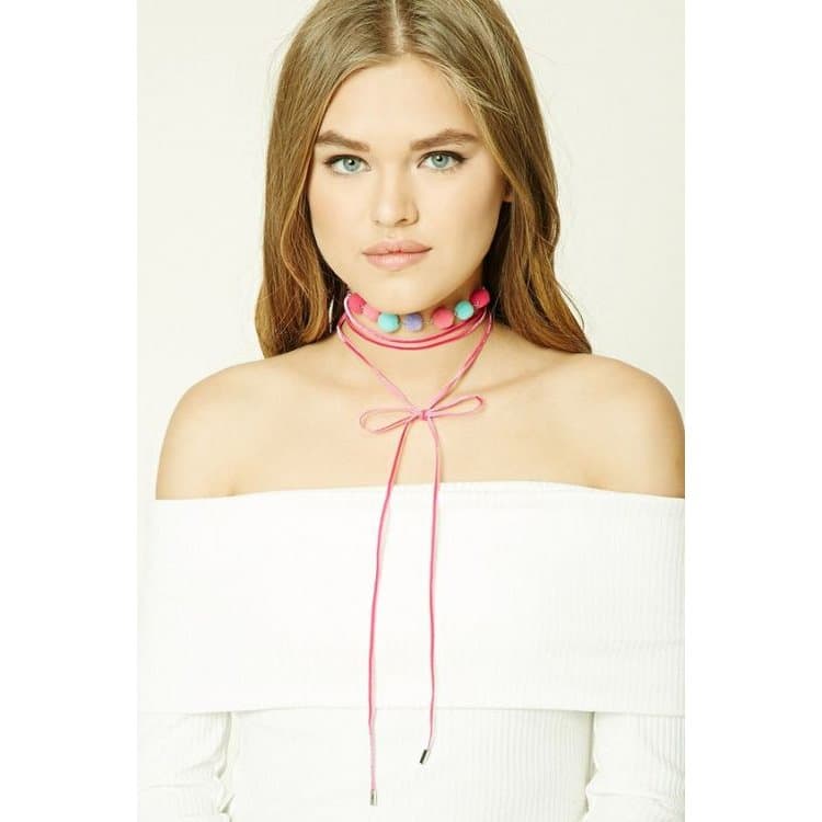 NASZYJNIK CHOKER VELVET - RÓŻOWY N484R