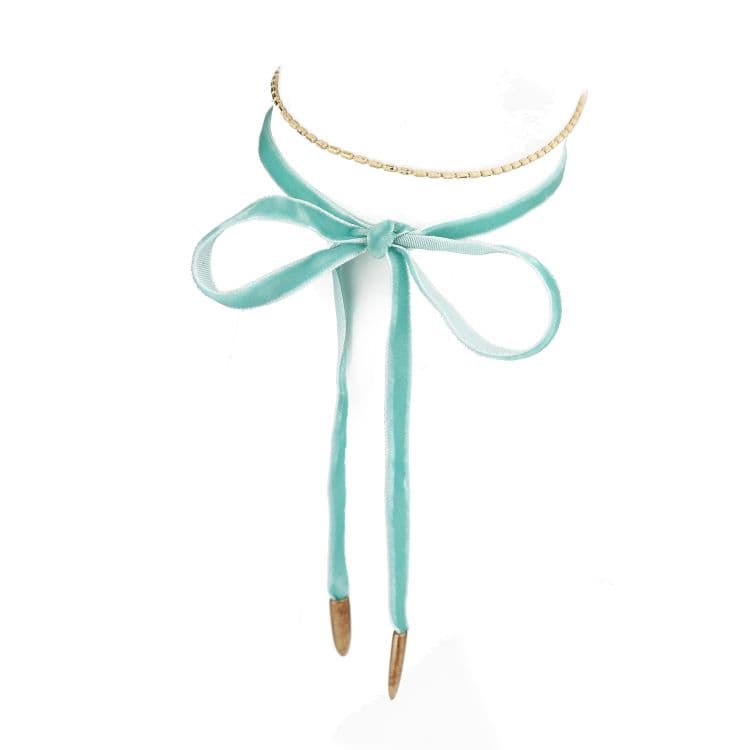 NASZYJNIK CHOKER VELVET CHAIN - MIĘTOWY N485M