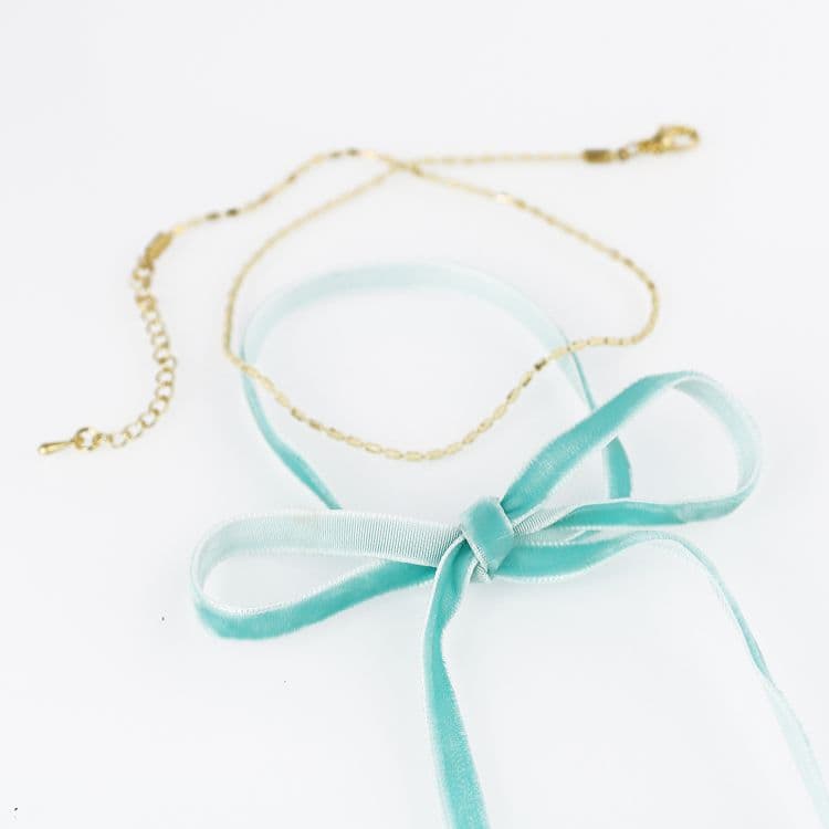 NASZYJNIK CHOKER VELVET CHAIN - RÓŻOWY N485R