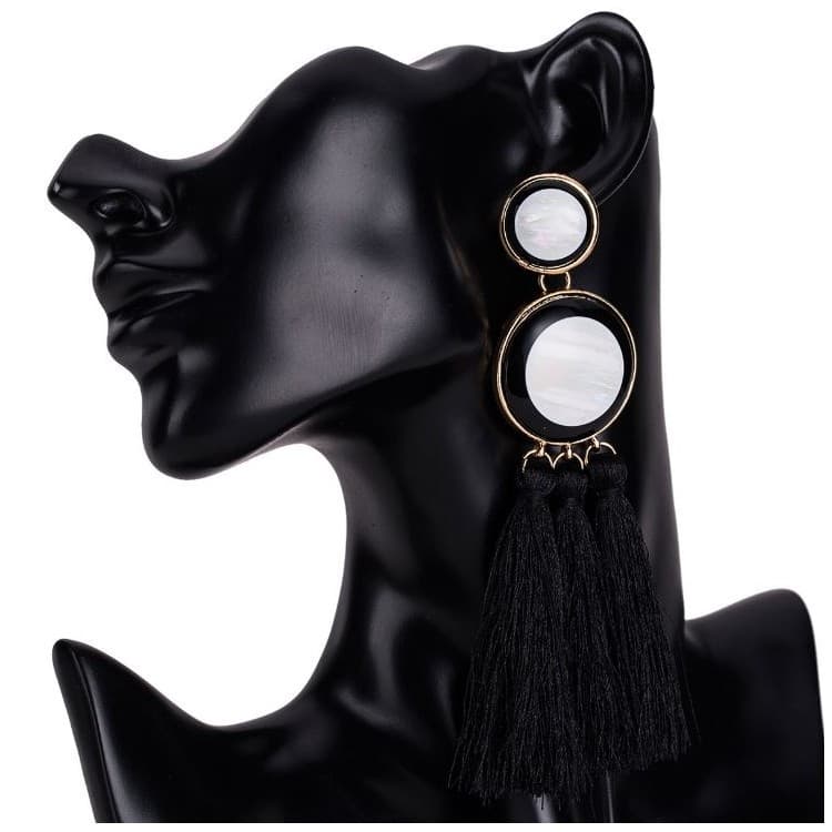 KOLCZYKI CHWOSTY CZARNE K942CZ