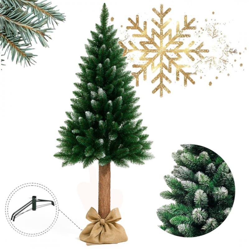 CHOINKA 180 CM NA PNIU Z SOSNY, SZTUCZNA jak żywa ŚWIERK GĘSTA OŚNIEŻONA