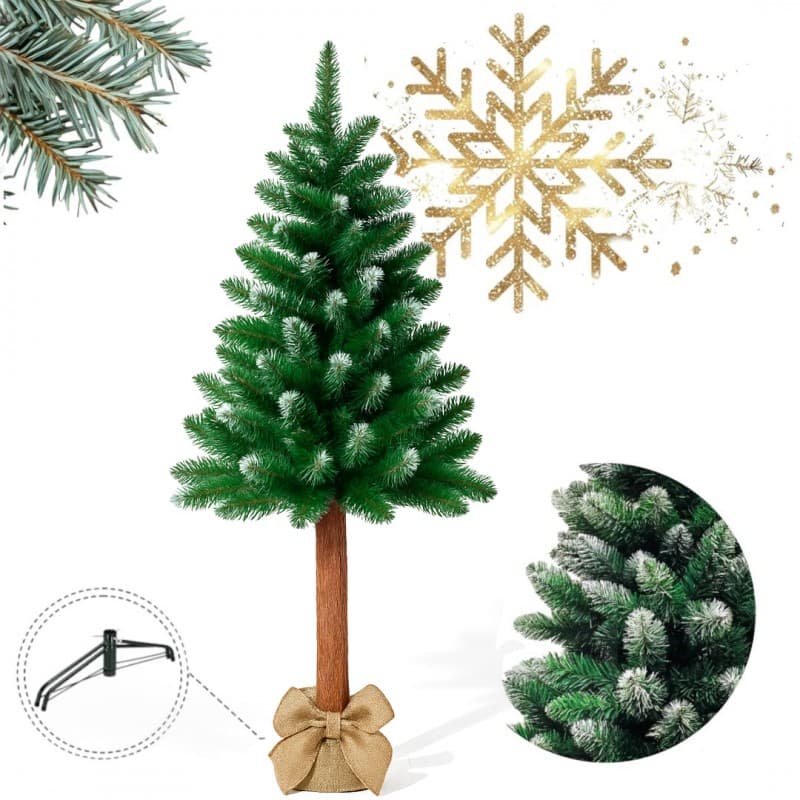 CHOINKA 150 CM NA PNIU Z SOSNY, SZTUCZNA jak żywa ŚWIERK GĘSTA OŚNIEŻONA